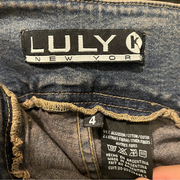 Luly K Stretch Low-Rise Bootcut Jean, Size 4 Tall with Criss-Cross Lacing - Picture 6 of 7